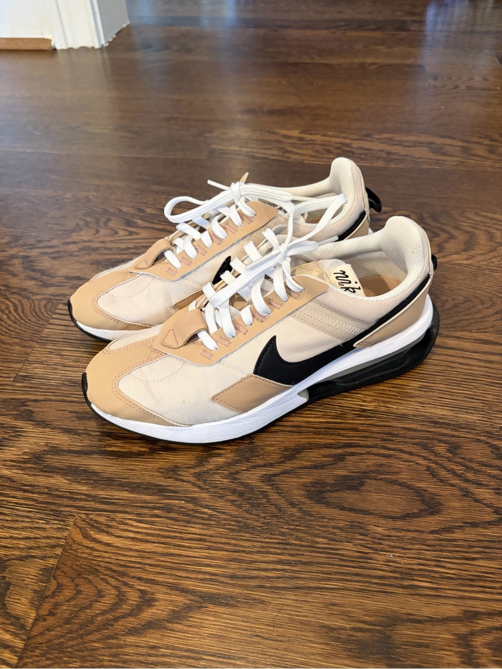 Nike Beige and Black Low-Top Sneakers